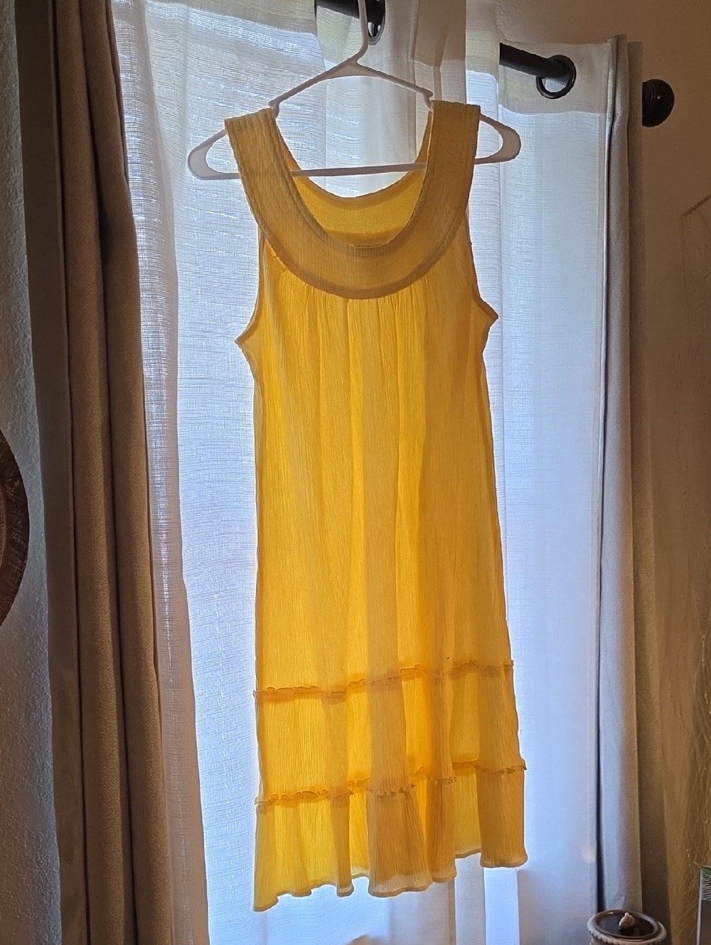 Anthony Richards Yellow Sleeveless Tiered Mini Dress